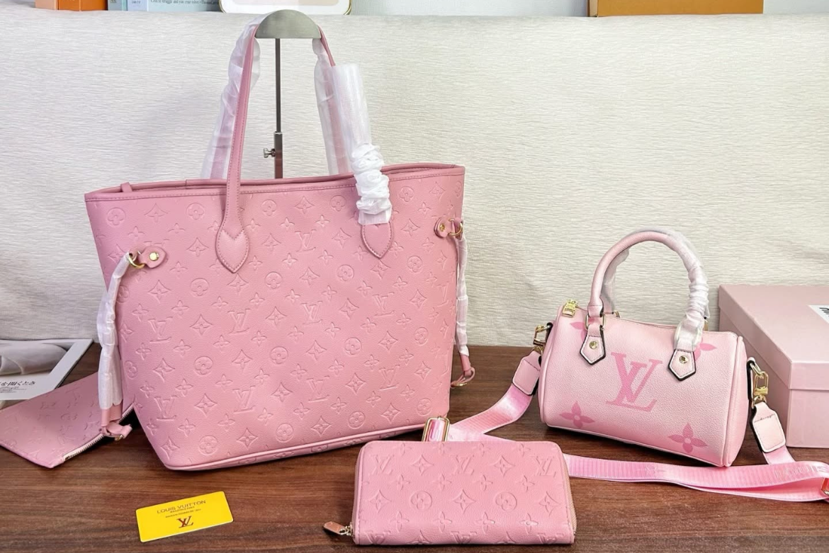 Pink Lv purse set