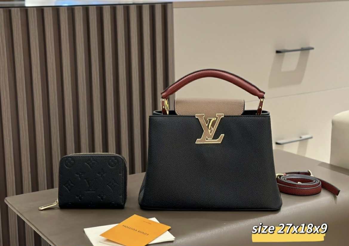 Black/brown handle LV purse/small wallet