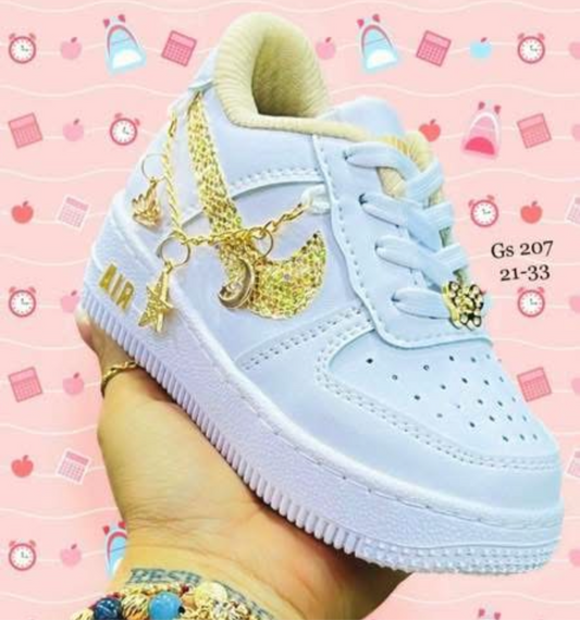 Women’s gold/white w chain dunks