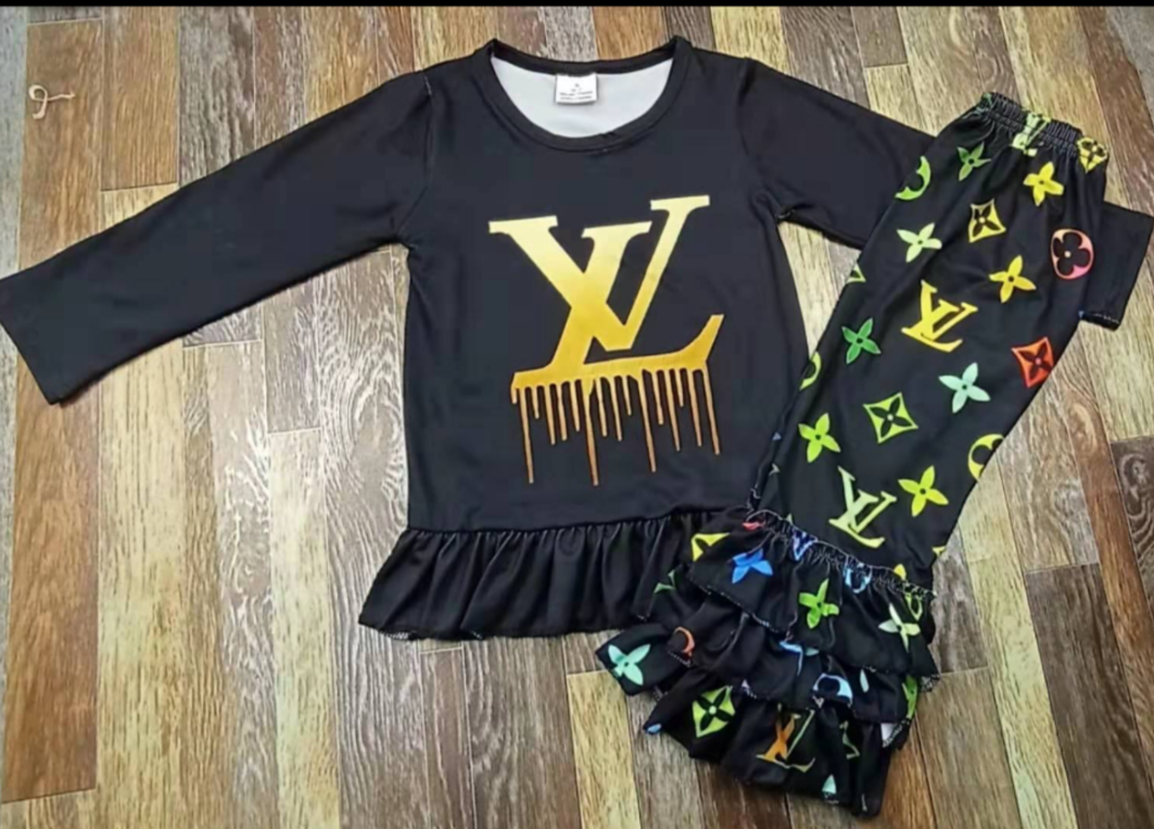 Black lv pants set