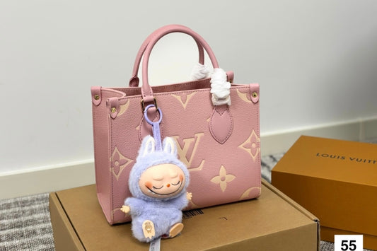 Pink Lv tote w labubu