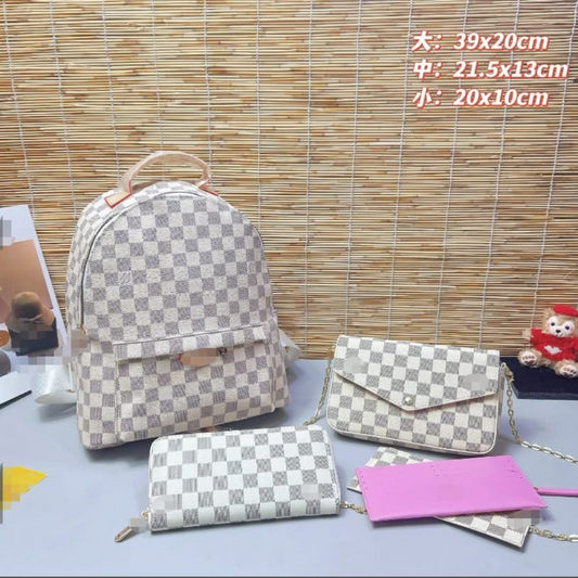 White Lv backpack set