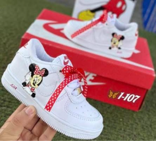 Kids white&red Minnie Nikes