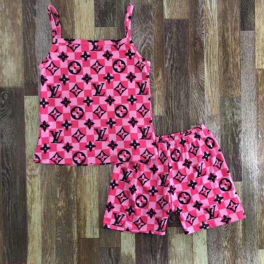 PInk lv shorts set