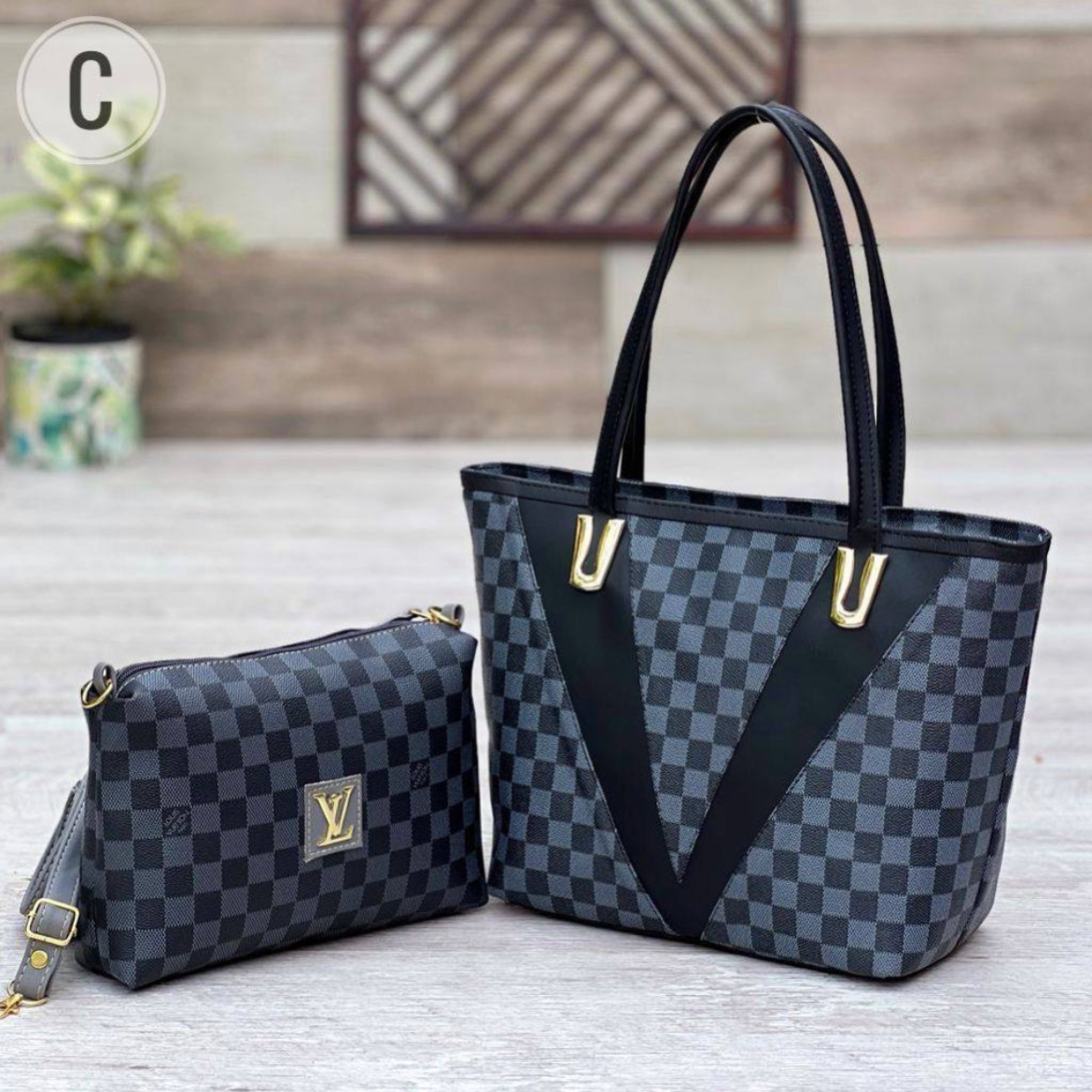 Solid Black Lv tote