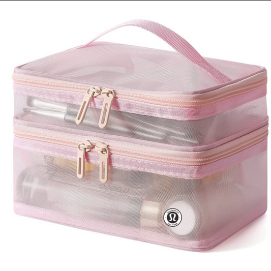 Pink lulu makeup bag