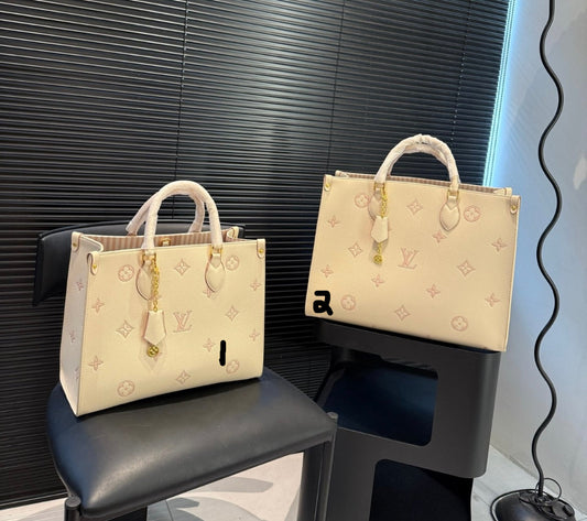White & Purple Lv tote