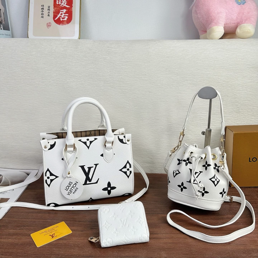 White Lv purse set