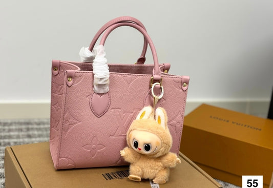 Pink Lv tote w labubu