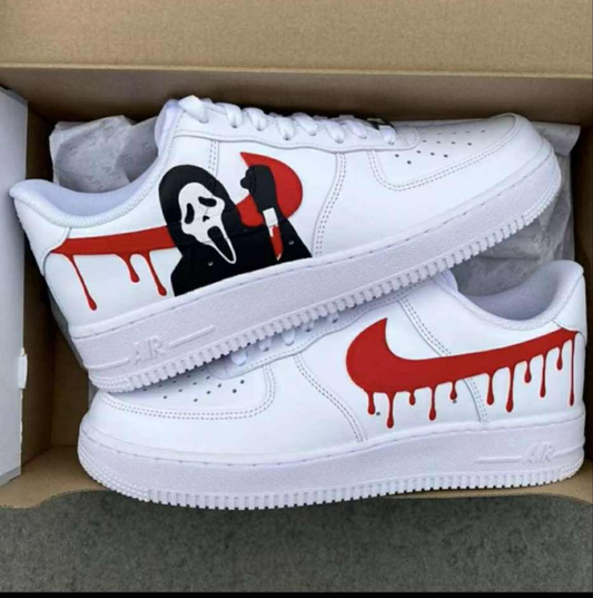 Womens white/red ghostface air force