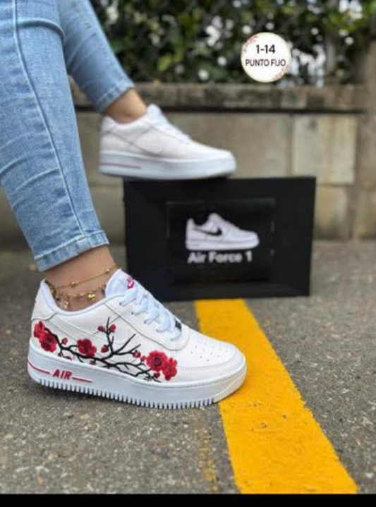 Womens red glower air force 1