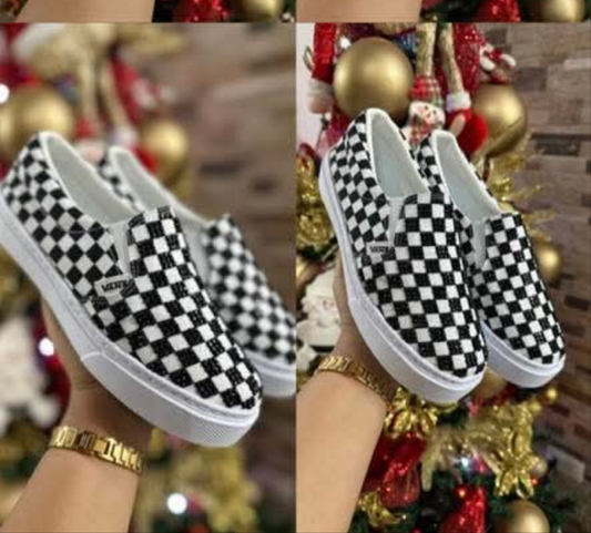 Kids black and white checkered vans