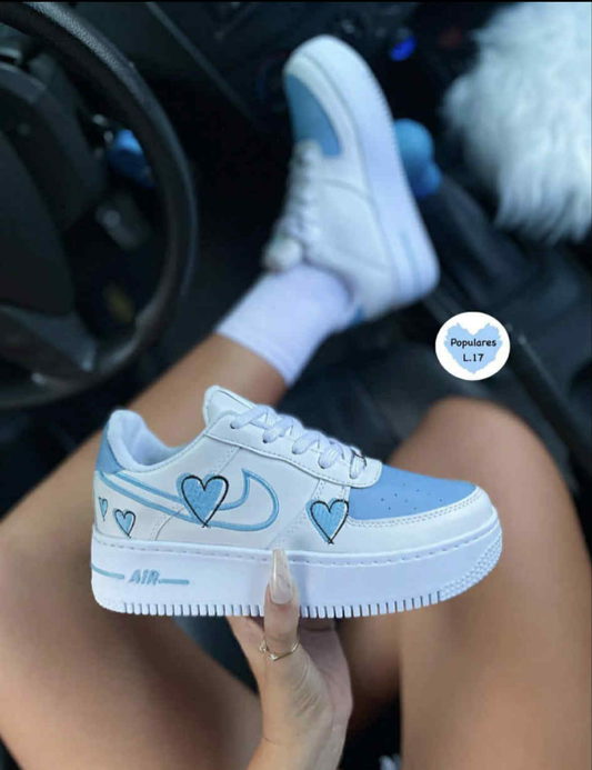 Women's blue heart nikes