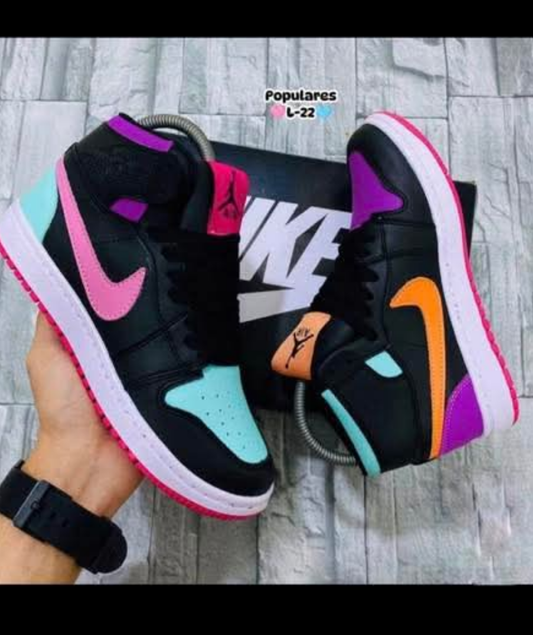 Kids black/pnk/prpl/orge/blue nike