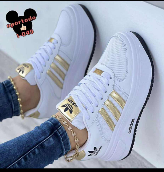 Womens white/gold Adidas