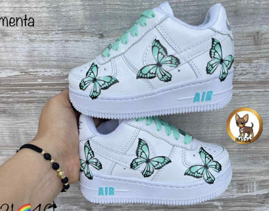 Girls mint butterfly nikes
