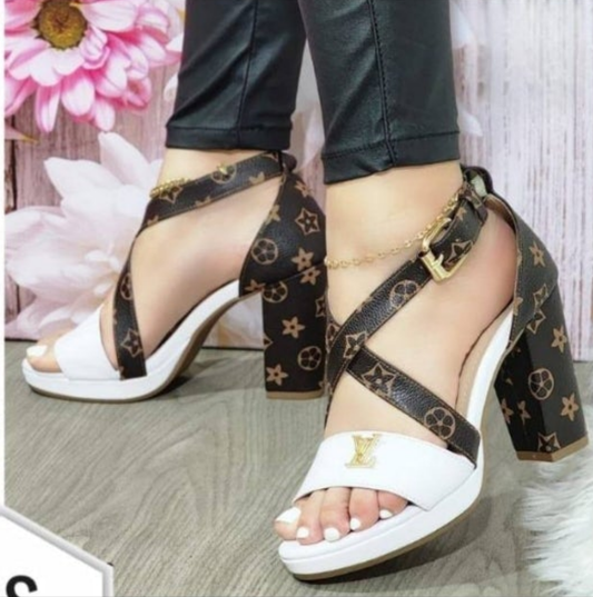 Womens LV heels brown/white
