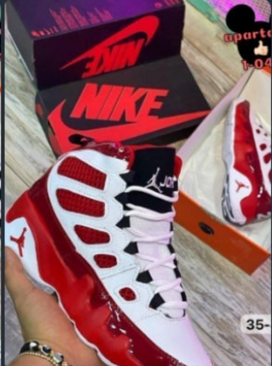 Womens red/white hightops