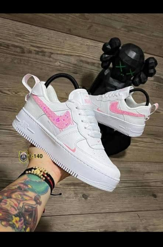 Womens baby pink glitter airforce1