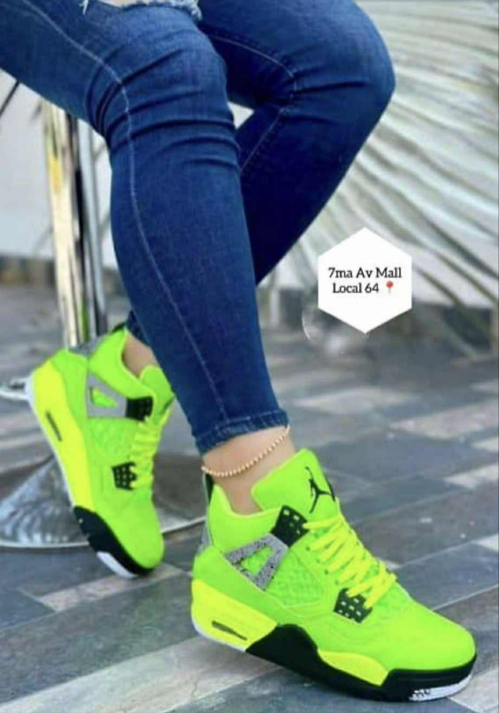 Kids lime green/black jordans
