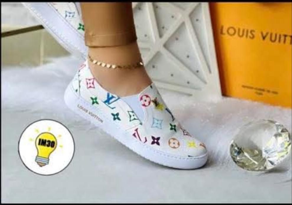 Womens white & colorful LV no laces