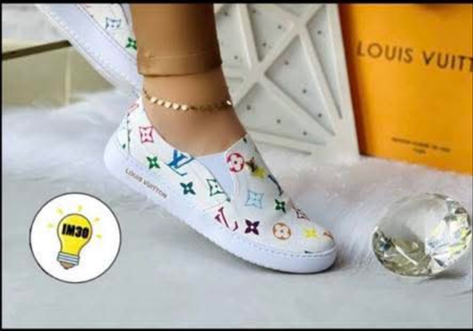 Womens white & colorful LV no laces