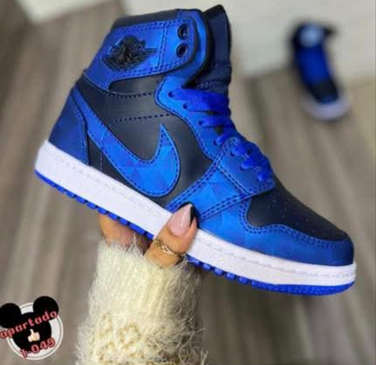 Kids black/blue nikes
