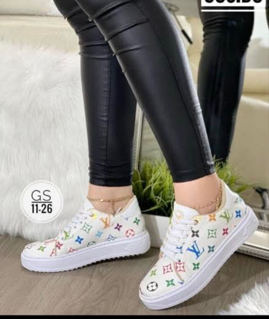 Womens white & colorful LV with laces