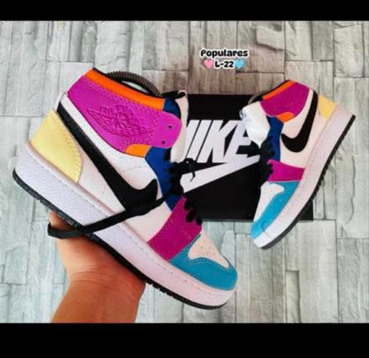 Kids white/pink/orange/blue nike