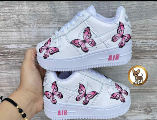 Kids pink butterfly nikes
