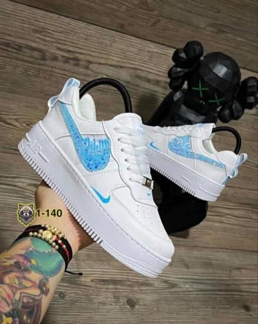 Womens baby blue glitter airforce 1