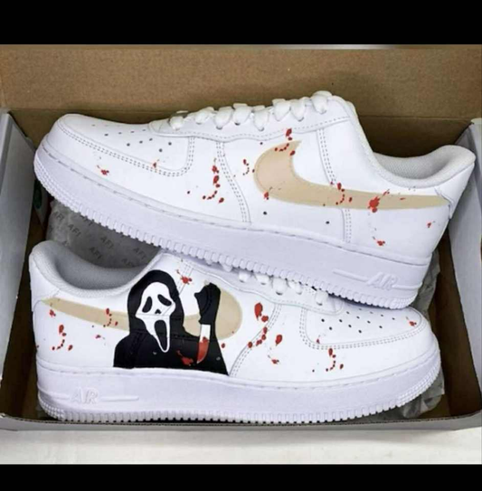 Mens white/tan ghost face air force