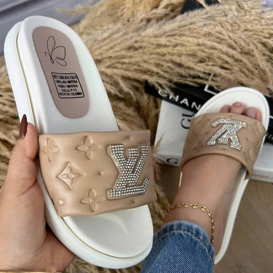 Beige LV Slides
