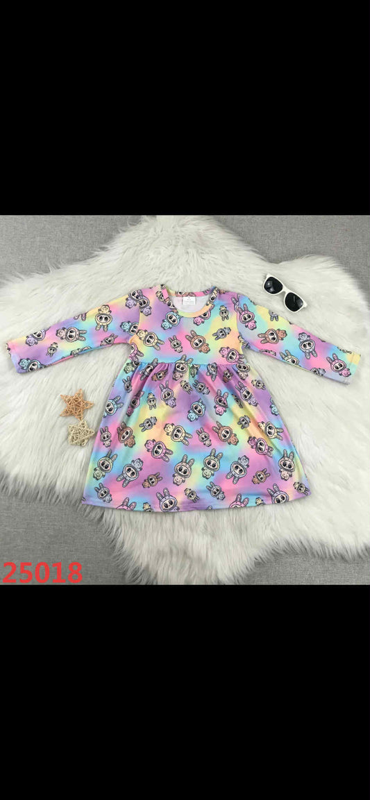 Girls labubu long sleeve dress